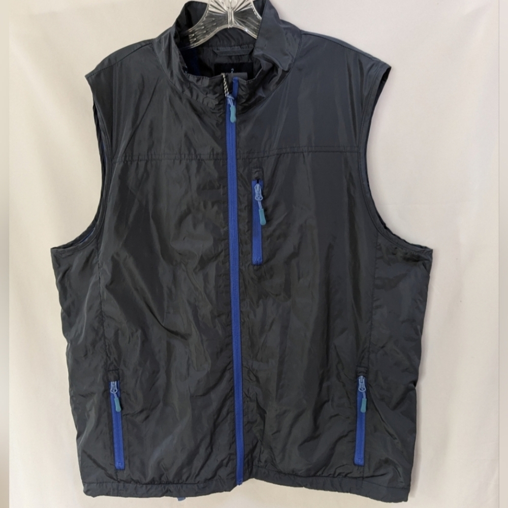 Tailorbyrd Gray And Blue Full Zip Fleece Lined Performance Vest NWT $125 MSRP